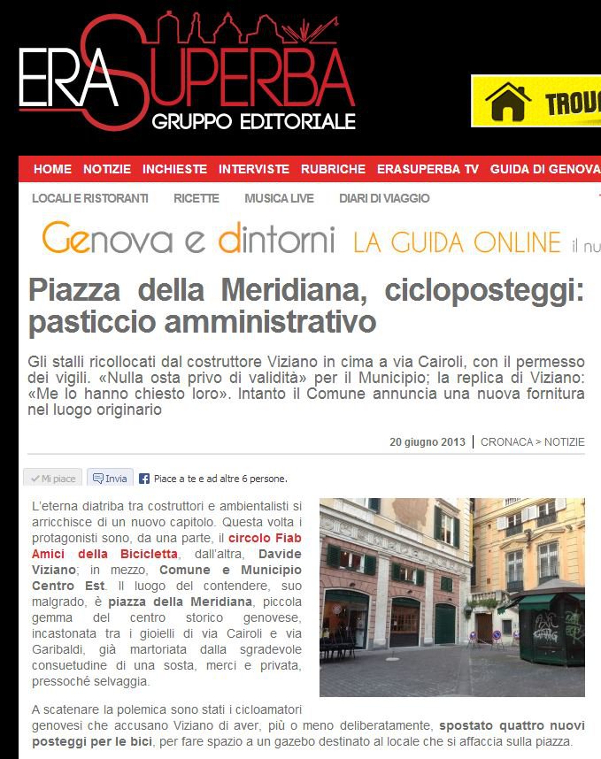 Cicloposteggio della Meridiana, può un privato rimuoverlo?