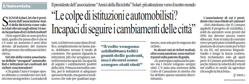 Ecco la risposta del Circolo alle recenti dichiarazioni del Sindaco di Genova sulle multe ai ciclisti