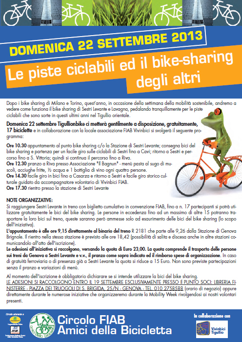 Domenica 22 settembre, il bike sharing degli altri