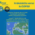 Il COP30 Bike Ride, ciclostaffetta mondiale verso la COP30, fa tappa a Genova il 10–11 agosto.