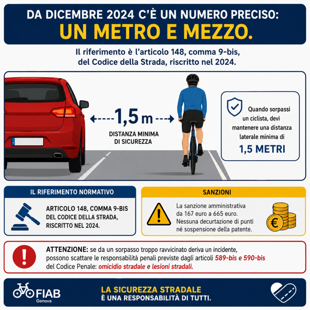 Il metro e mezzo nel sorpasso dei ciclisti: una norma più forte di quanto sembri?